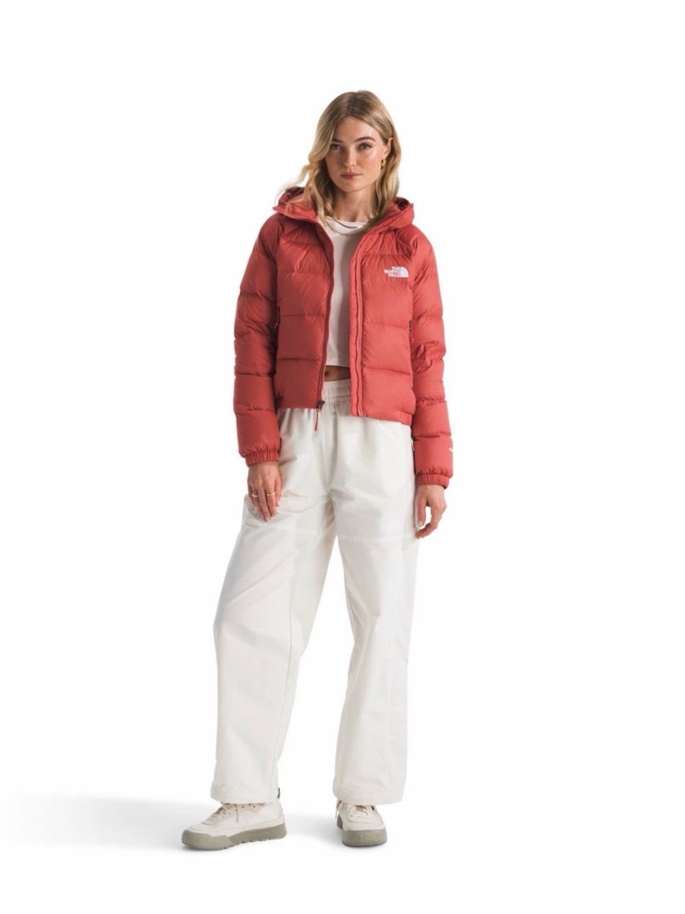 The North Face Women’s Coral Red Hooded Puffer Jacket
